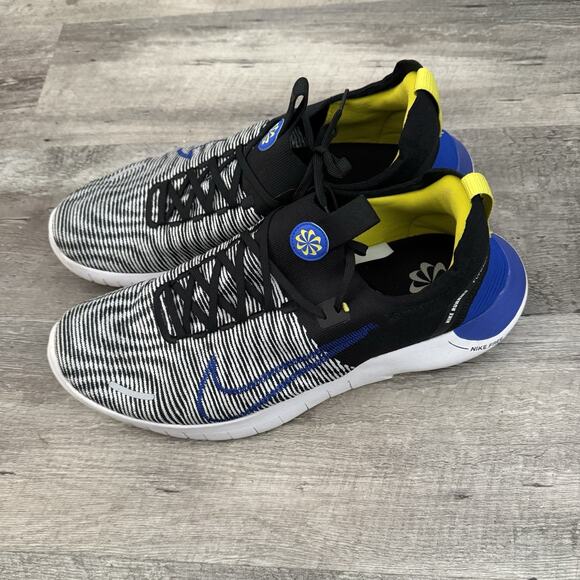 NIKE FREE RN Flyknit Next Nature Mens Size 15 Black White Blue Running Shoes - Picture 1 of 8